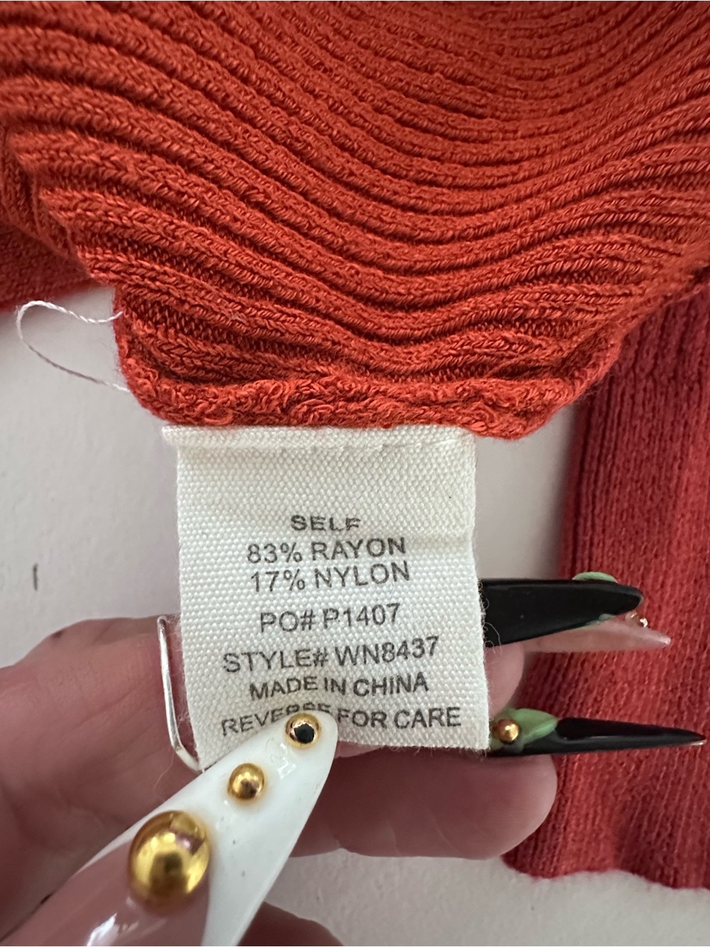 TIMING Ribbed Open-Back & Front Cutout Cropped Sweater (Rust / Size S) - Picture 7 of 7